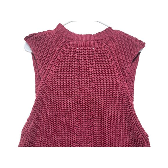 By Malene Birger Chunky Knit Linen Long Vest Womens Small Red Preppy Fisherman - Picture 16 of 16